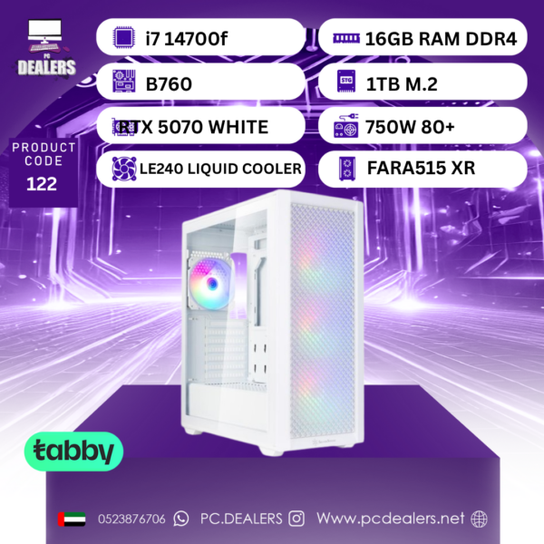 FULL WHITE Intel i7-14700F & RTX 5070 | Gaming PC 122