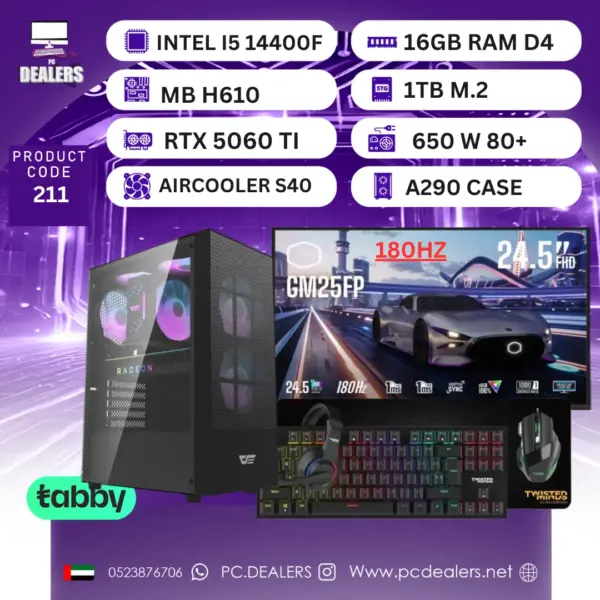 Intel CORE i5 14400F & RTX5060ti & 180hz Monitor|Full setup 211