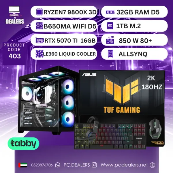 RYZEN 7 9800X 3D & RTX5070 TI  & 2K 180HZ Monitor|Full setup 403