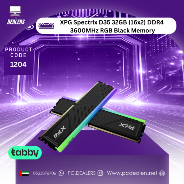 XPG Spectrix D35 32GB (16x2) DDR4 3600MHz RGB BLACK| 1204