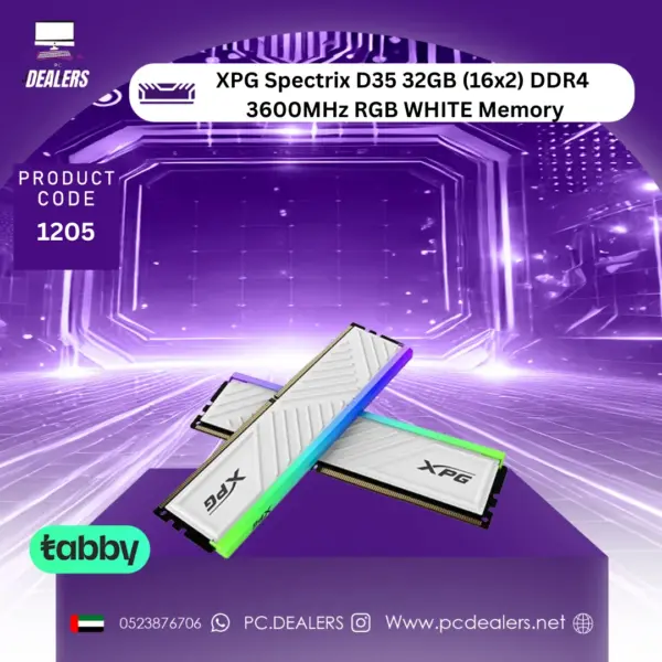 XPG Spectrix D35 32GB (16x2) DDR4  3600MHz RGB WHITE | 1205
