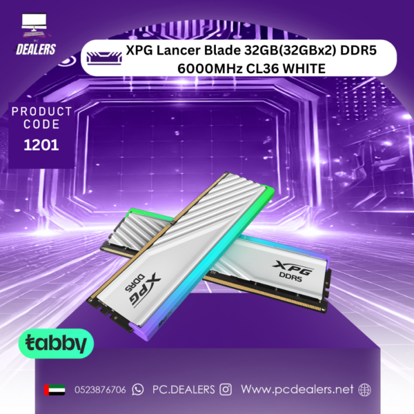 XPG Lancer Blade 32GB(16GBx2) DDR5  6000MHz CL36 WHITE|1201