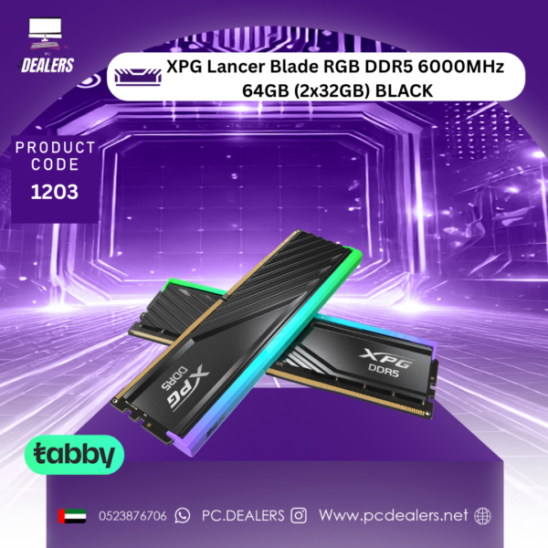XPG Lancer Blade RGB DDR5 6000MHz 64GB (2x32GB) BLACK CL30 |1203