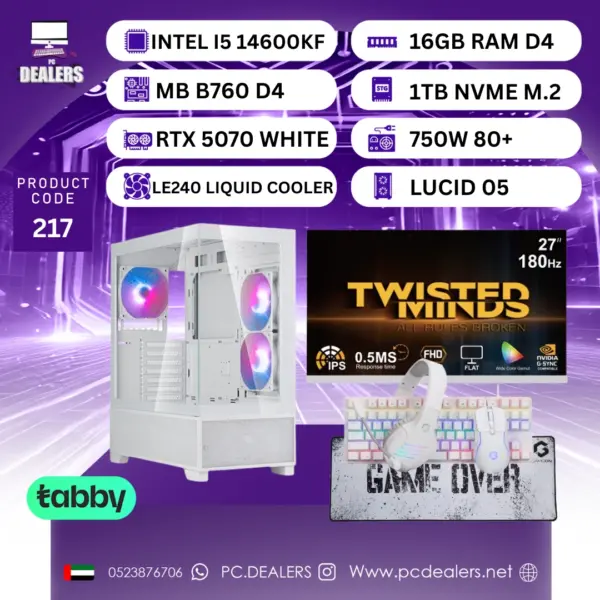 FULL WHITE Intel i5 14600Kf & 5070   & 27INCH 180HZ Monitor|Full setup 217