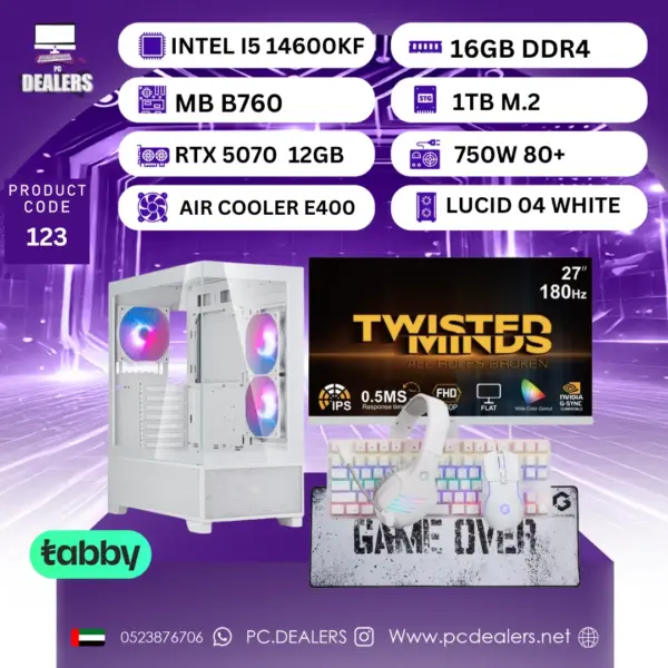 FULL WHITE Intel i5 14600Kf & 5070   & 27INCH 180HZ Monitor|Full setup 217