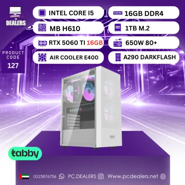 WHITE INTEL CORE I5 & RTX 5060TI 16GB | Gaming PC 127