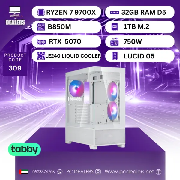 FULL WHITE RYZEN7 9700x & RTX 5070  | Gaming PC 309