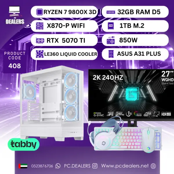 RYZEN 7 9800X 3D & RTX5070 TI  & 2K 240HZ Monitor|Full setup 408