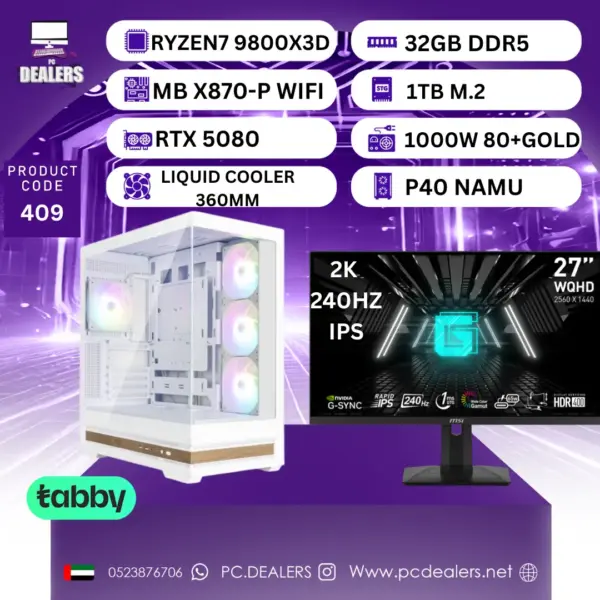 FULL WHITE RYZEN 7 9800X 3D & RTX5080 & 2K 240HZ Monitor|Full setup 409
