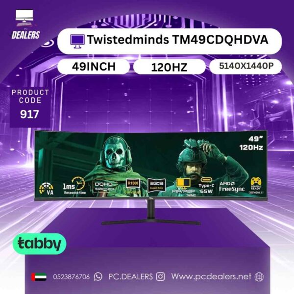 Twistedminds  49 inch WQHD (5120×1440),120Hz, 1ms, HDR10, HDMI 2.1, curved 1500R,  TM49CDQHDVA