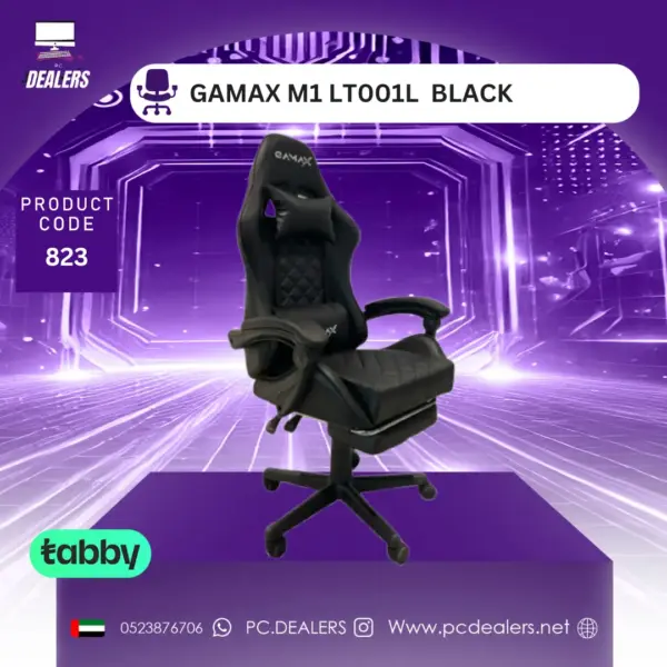 823 |Gamax Gaming Chair 1-LT001L Armrest & Footrest black