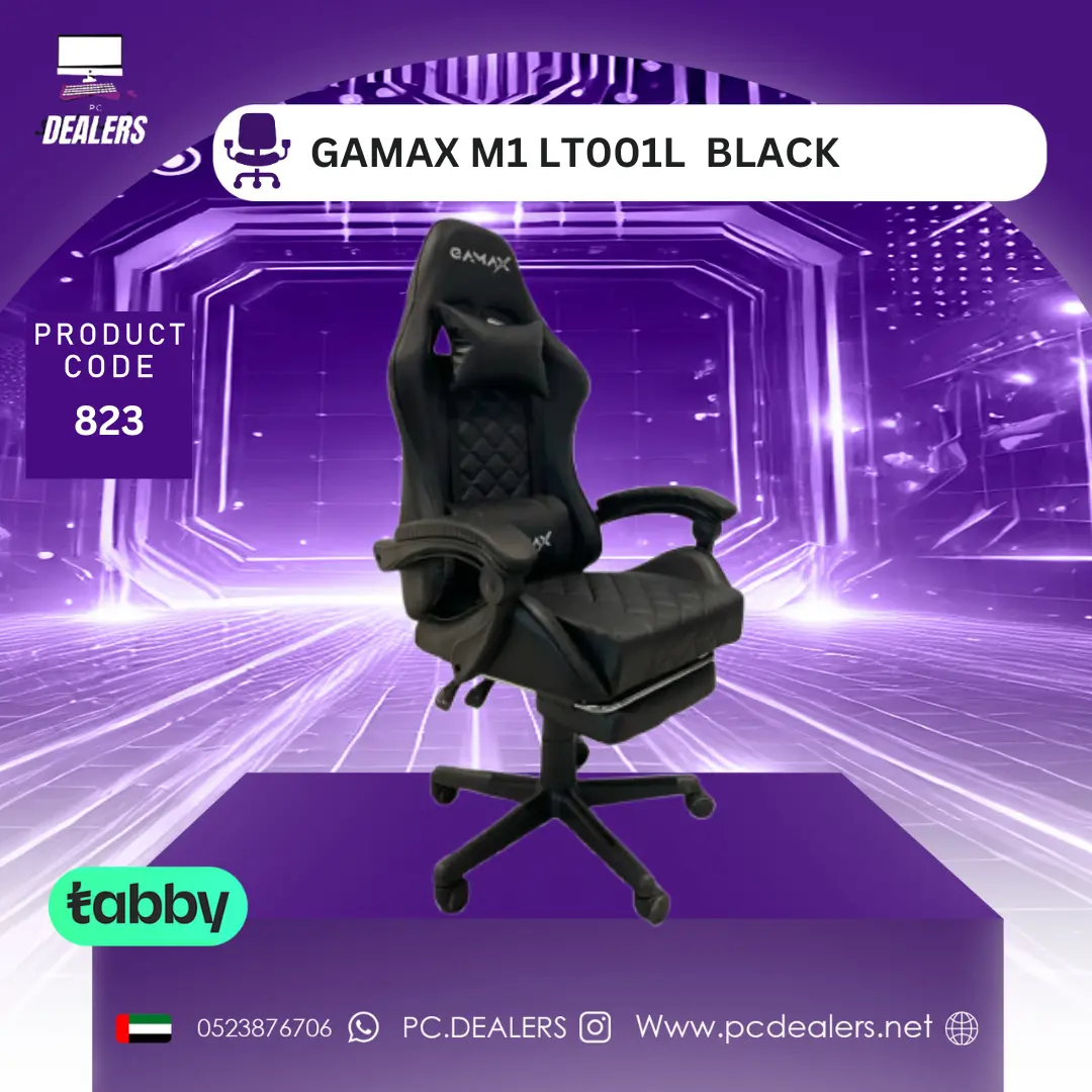 GAMAX M1 LT001L BLACK 823 |Gamax Gaming Chair 1-LT001L Armrest & Footrest black - الصورة 1