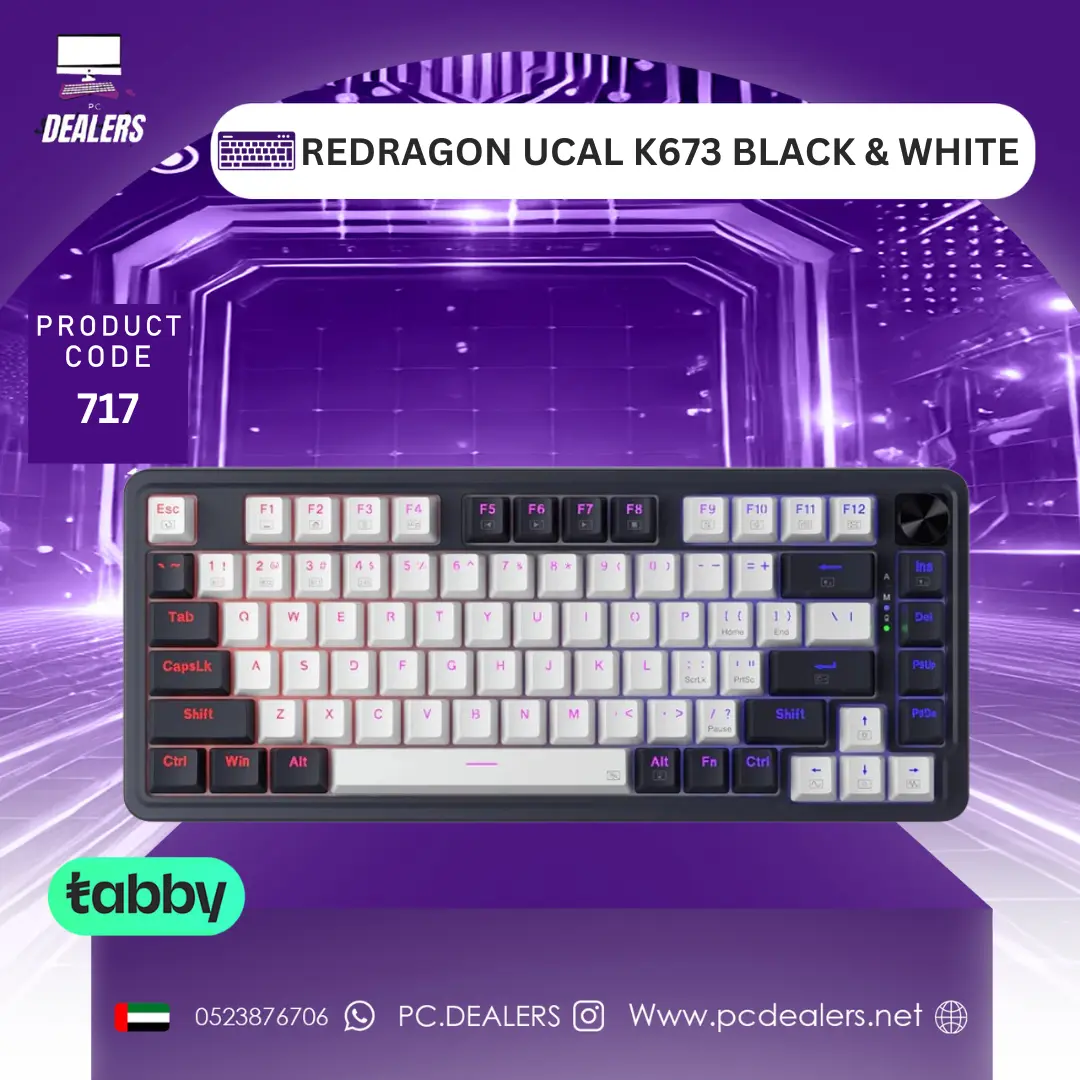 REDRAGON UCAL K673 BLACK & WHITE REDRAGON UCAL K673 BLACK & WHITE | 717 - الصورة 1