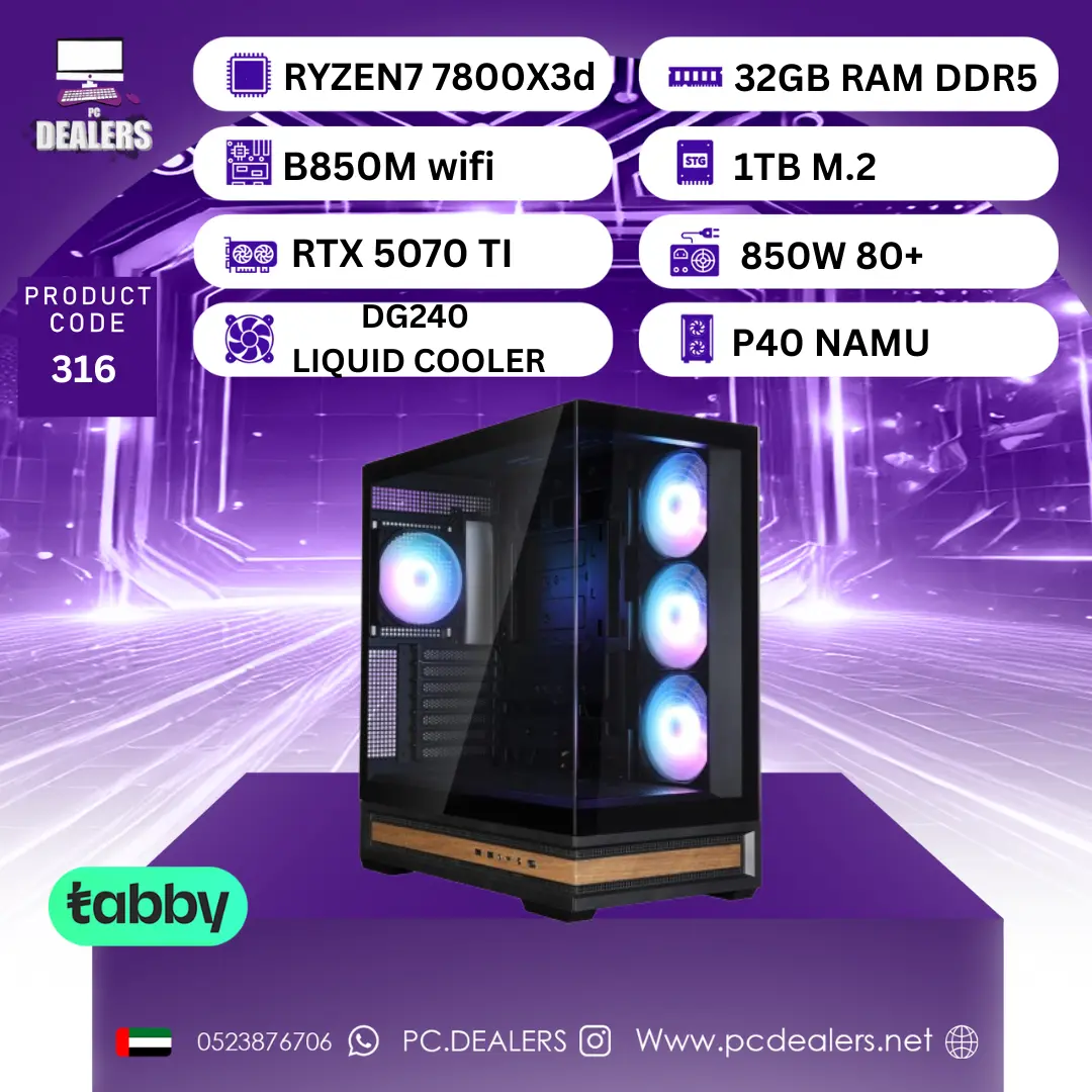 pc ryzen7 7800x 3d & RTX 5070 ti RYZEN7 7800X3D & RTX 5070 TI | Gaming PC 316 - الصورة 1